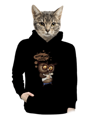 Need more coffee dámska mikina klokanka Black