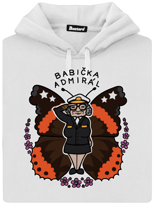 Babička admirál dámska mikina klokanka White