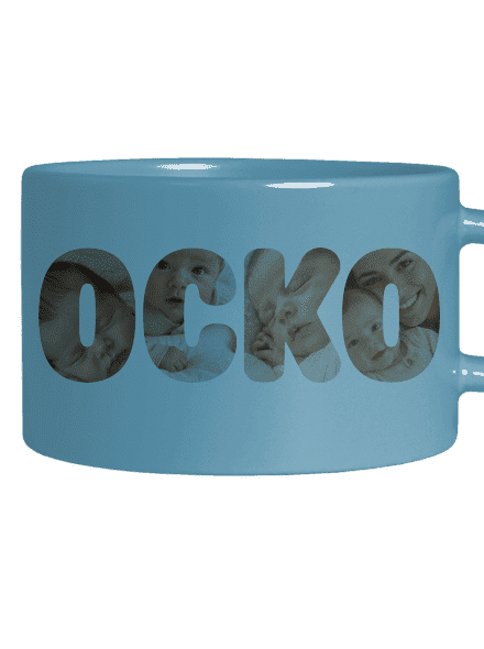 Nápis ocko z vlastných fotiek hrnček makronka Blue Macaron