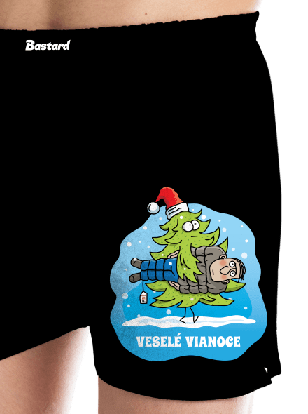Veselé Vianoce pánske trenky Black