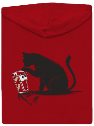 Mačka a pohár pánska mikina na zips Red