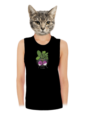 Reďkovky vo zväzku dámske tielko voľné Black