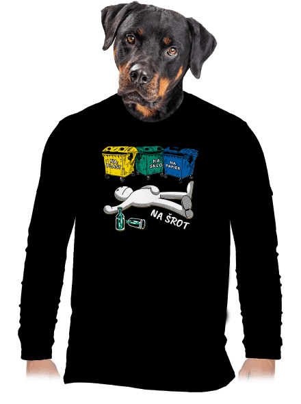 Tříděný odpad pánske dlhý rukáv Black