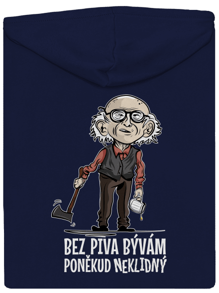 Neklidný bez piva pánska mikina na zips Navy
