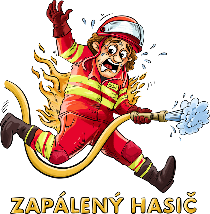 Zapálený hasič a hasička