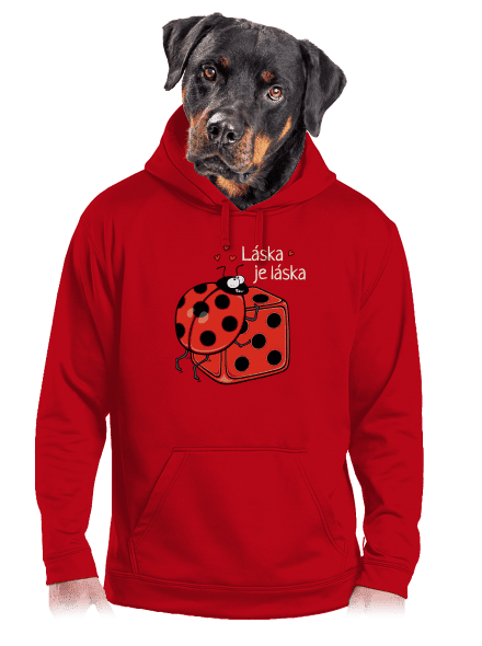 Láska je láska pánska mikina klokanka Red