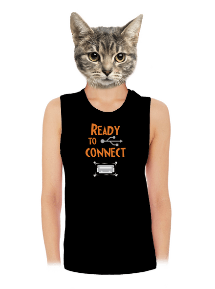 USB pripojenie dámske tielko voľné Black