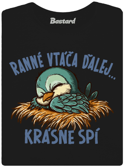 Ranné vtáča spí dámske tričko Black