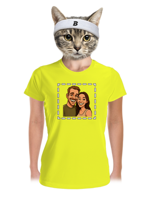 Karikatúra z vlastnej fotky dámske športové tričko Neon Yellow