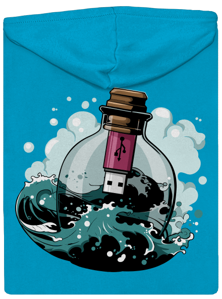 USB odkaz vo fľaši dámska mikina na zips Blue Atol