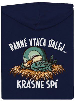 Ranné vtáča spí pánska mikina na zips Navy