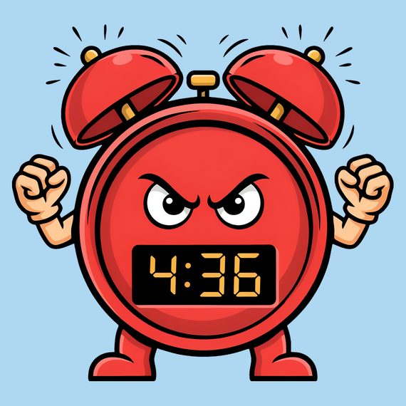 Nahnevaný budík o 4:36