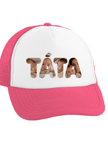 Nápis ocko z vlastných fotiek šiltovka truckerka Fluorescent Pink cap