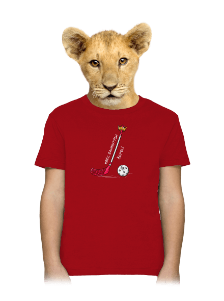 Kráľ zahnutých čepelí - florbal detské tričko Red