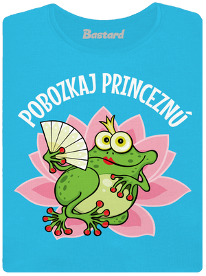 Pobozkaj princeznú a princa dámske tričko s lemom Blue Atol