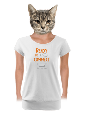 USB pripojenie dámske tričko s lemom White