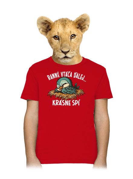 Ranné vtáča spí detské tričko Red