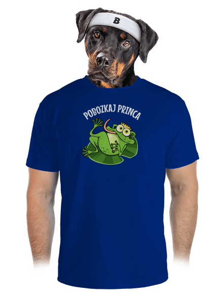 Pobozkaj princeznú a princa pánske športové tričko Royal Blue Mal