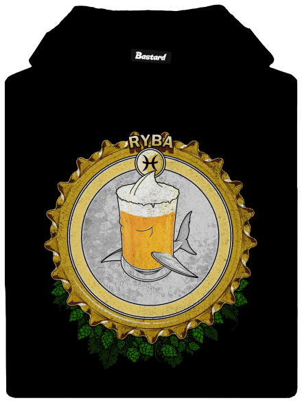 Pivný horoskop: Ryba pánska mikina klokanka Black