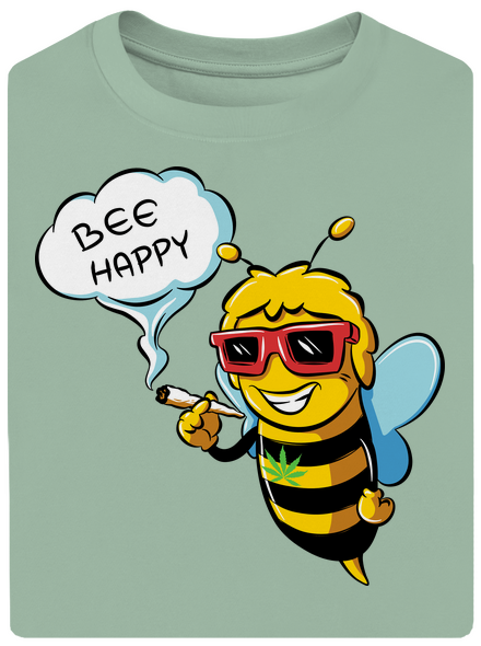 Bee happy unisex tričko oversized Sage