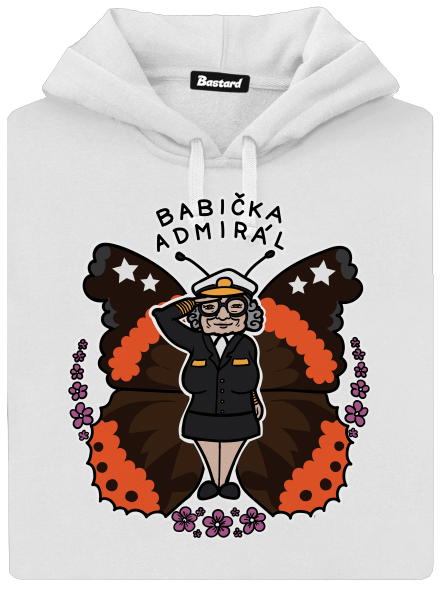 Babička admirál dámska mikina klokanka White