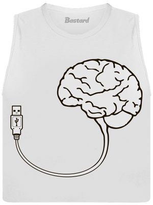 USB mozog dámske tielko voľné White