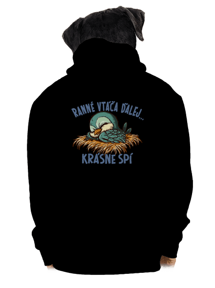 Ranné vtáča spí pánska mikina na zips Black