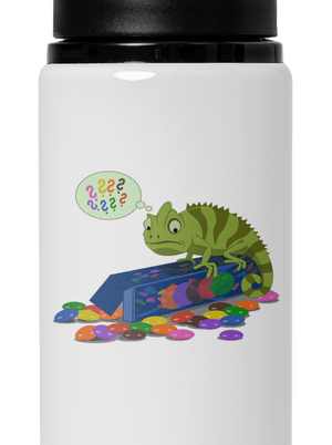 Zmätený chameleón flaša na vodu White
