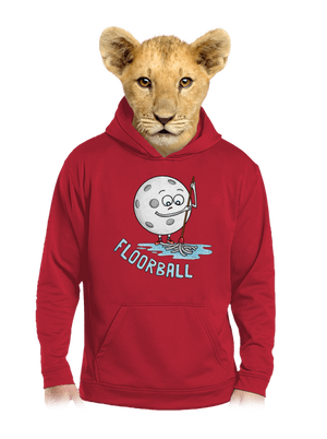 Floorball detská mikina klokanka Fire Red