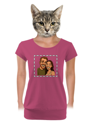 Karikatúra z vlastnej fotky dámske tričko s lemom Magenta