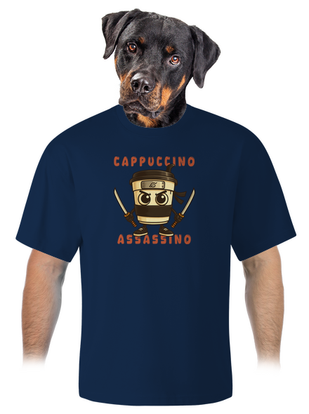 Cappuccino Assasino – Italian Brainrot unisex tričko oversized Midnight Blue