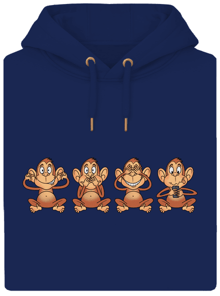 Opička s mobilom unisex mikina premium Navy