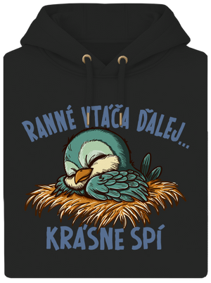 Ranné vtáča spí unisex mikina premium Dark Black