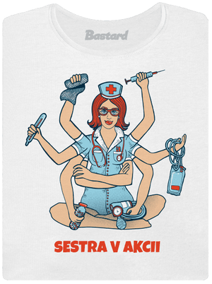 Sestra v akcii dámske tričko prémium White