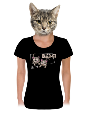 Mačací horoskop: Blíženci dámske tričko Black