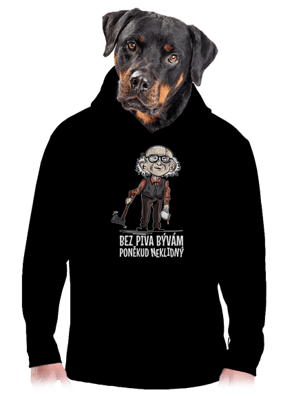 Neklidný bez piva pánska mikina klokanka Black