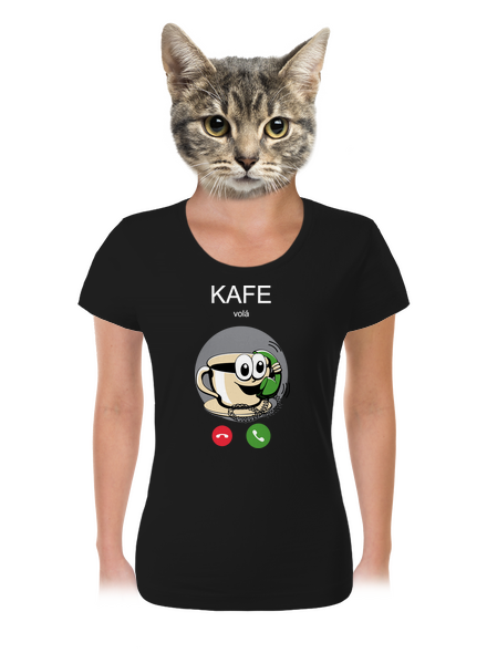 Kafe volá dámske tričko Black