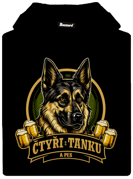 Čtyři z tanku a pes pánska mikina klokanka Black