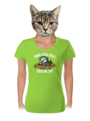 Ranné vtáča spí dámske tričko Apple Green