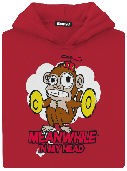 Monkey in my head detská mikina klokanka Fire Red