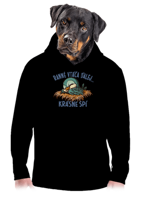 Ranné vtáča spí pánska mikina klokanka Black