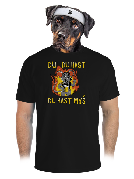 Du hast myš pánske športové tričko Black