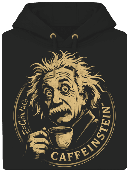 Caffeinstein unisex mikina premium Dark Black