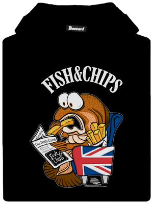 Fish and chips detská mikina klokanka Black