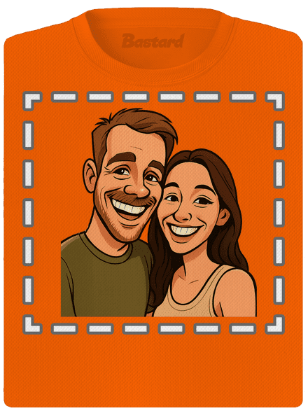 Karikatúra z vlastnej fotky dámske športové tričko Neon Orange