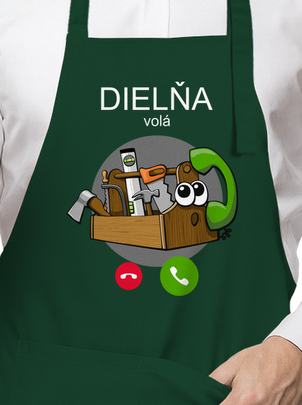 Dielňa volá zástera Bottle Green