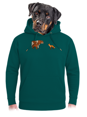 Vůl, pes a vulpes unisex mikina premium Emerald Green