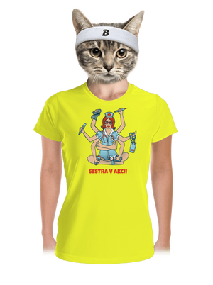 Sestra v akcii dámske športové tričko Neon Yellow