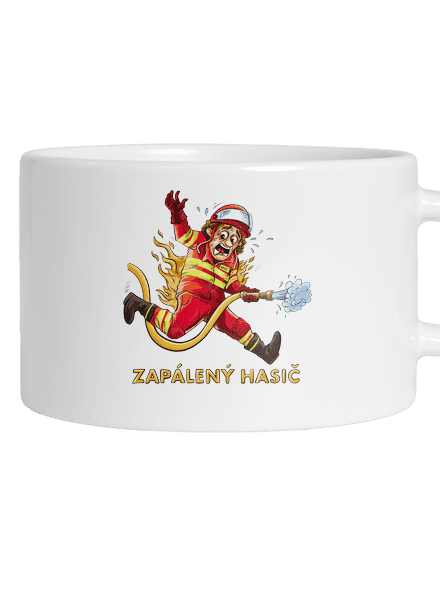 Zapálený hasič a hasička hrnček makronka White