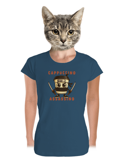 Cappuccino Assasino – Italian Brainrot dámske tričko prémium Petrol Blue